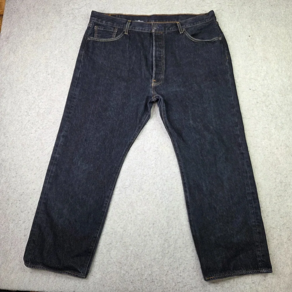 Levi's 501 Original Fit Jeans Mens 42x30 Black Denim Straight Leg 100% Cotton